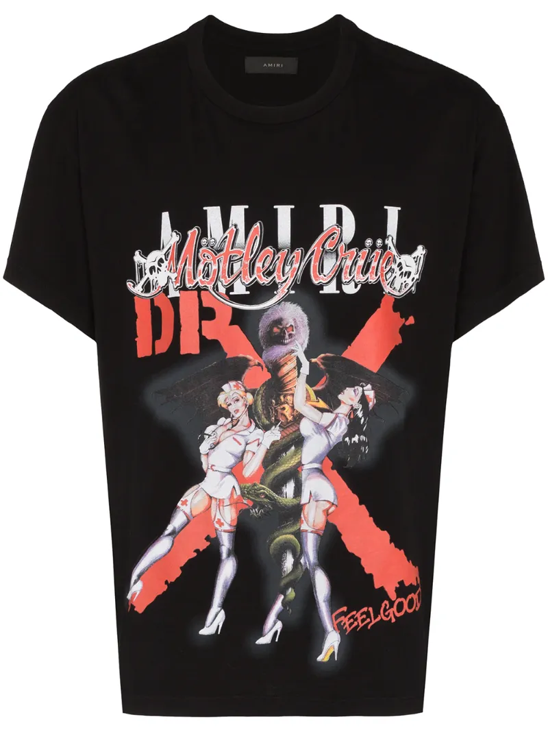 Click to view more detailed imagery on our partner's website Amiri MÖtley CrÜe Dr. Feelgood-print Cotton T-shirt In Schwarz