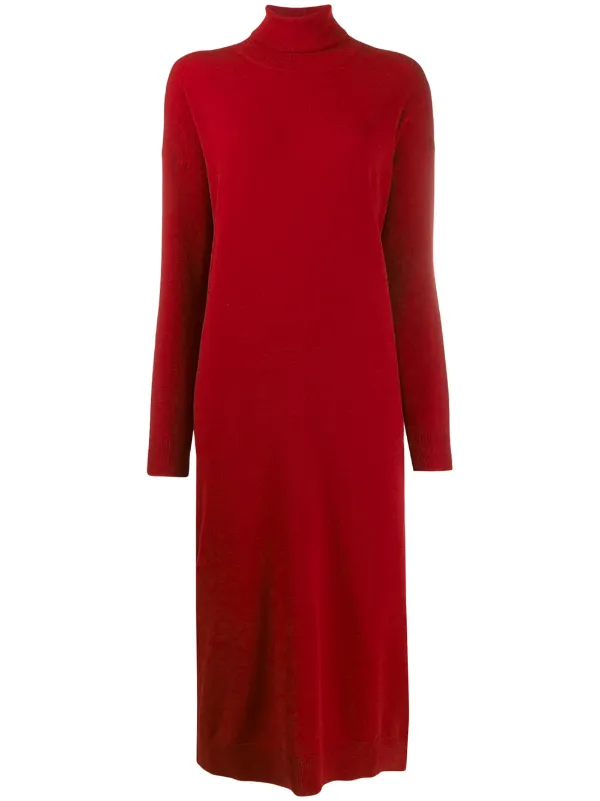 red turtleneck sweater dress