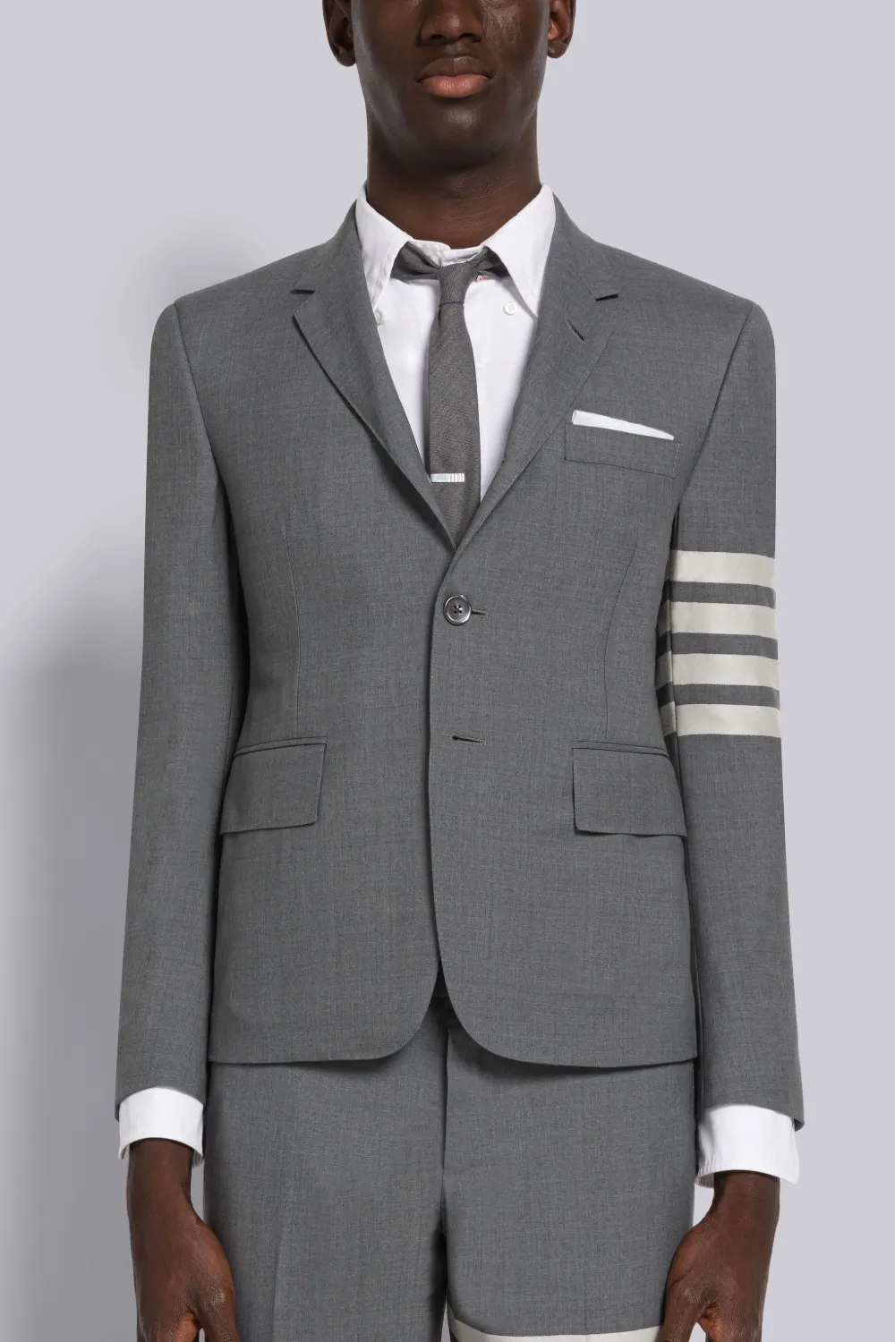 Thom Browne 4-bar Stripe Single-breasted Cotton Blazer In 035 Med Grey