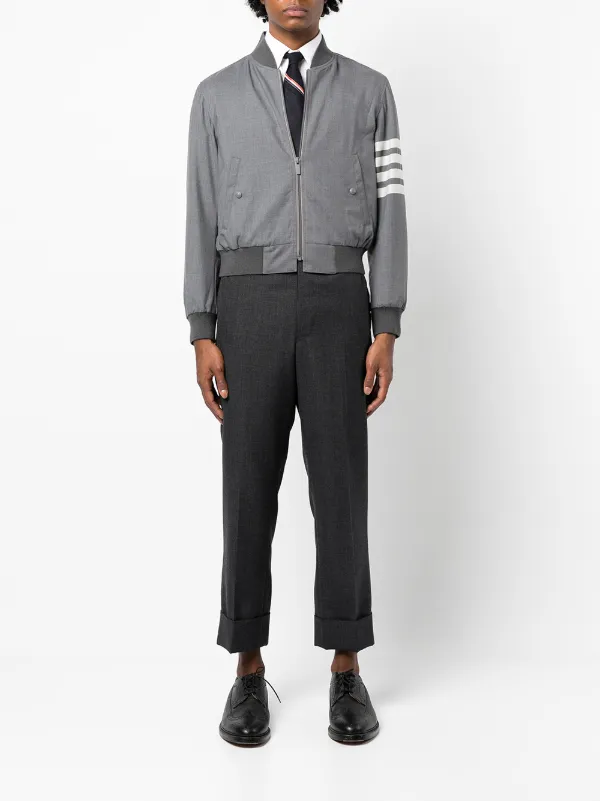 Thom Browne 4-Bar Knit Blouson Jacket | Grey | FARFETCH