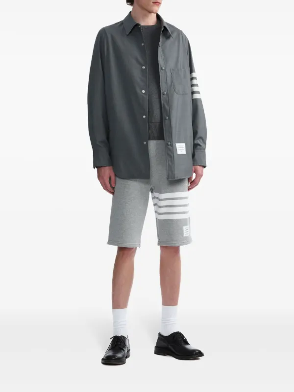 Thom Browne ミディアムグレー ウール スナップフロント 4BAR シャツ