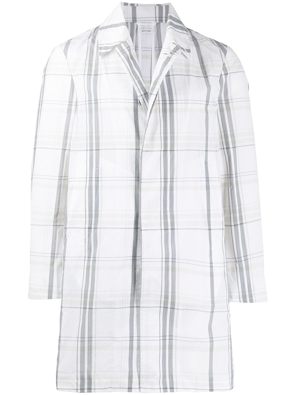 Thom Browne Plaid Overcoat In Grey