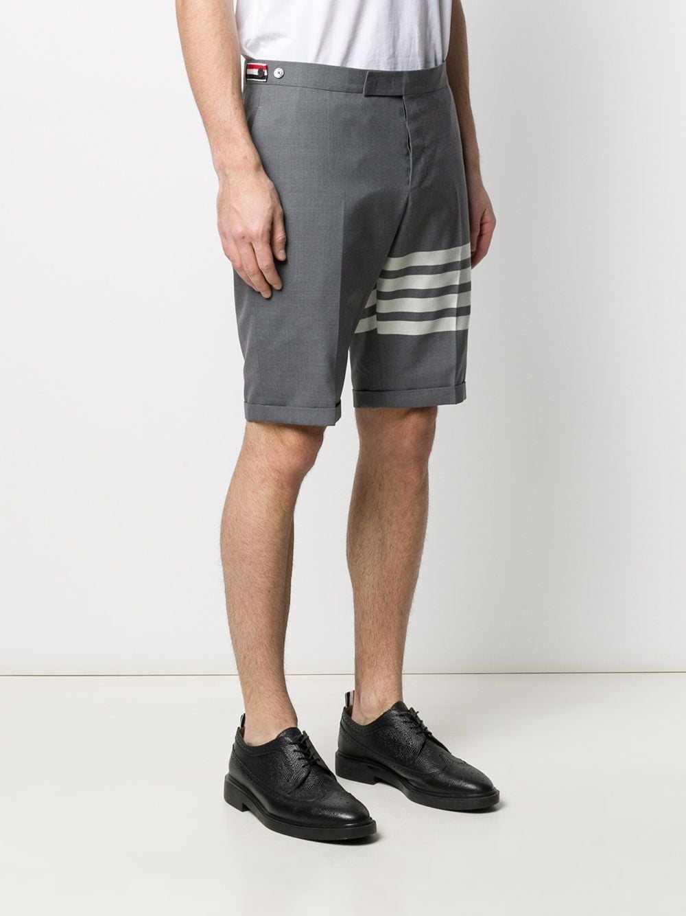 Shop Thom Browne 4-bar Plain Weave Suiting Shorts In 035 Med Grey