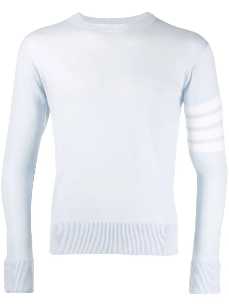 Thom Browne Crew Neck Pullover Jumper In Blue