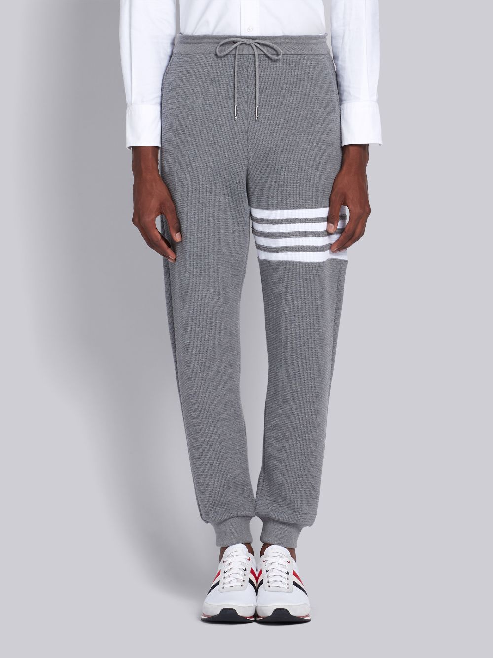 Thom Browne Medium Grey Waffle 4-bar Stripe Sweatpants