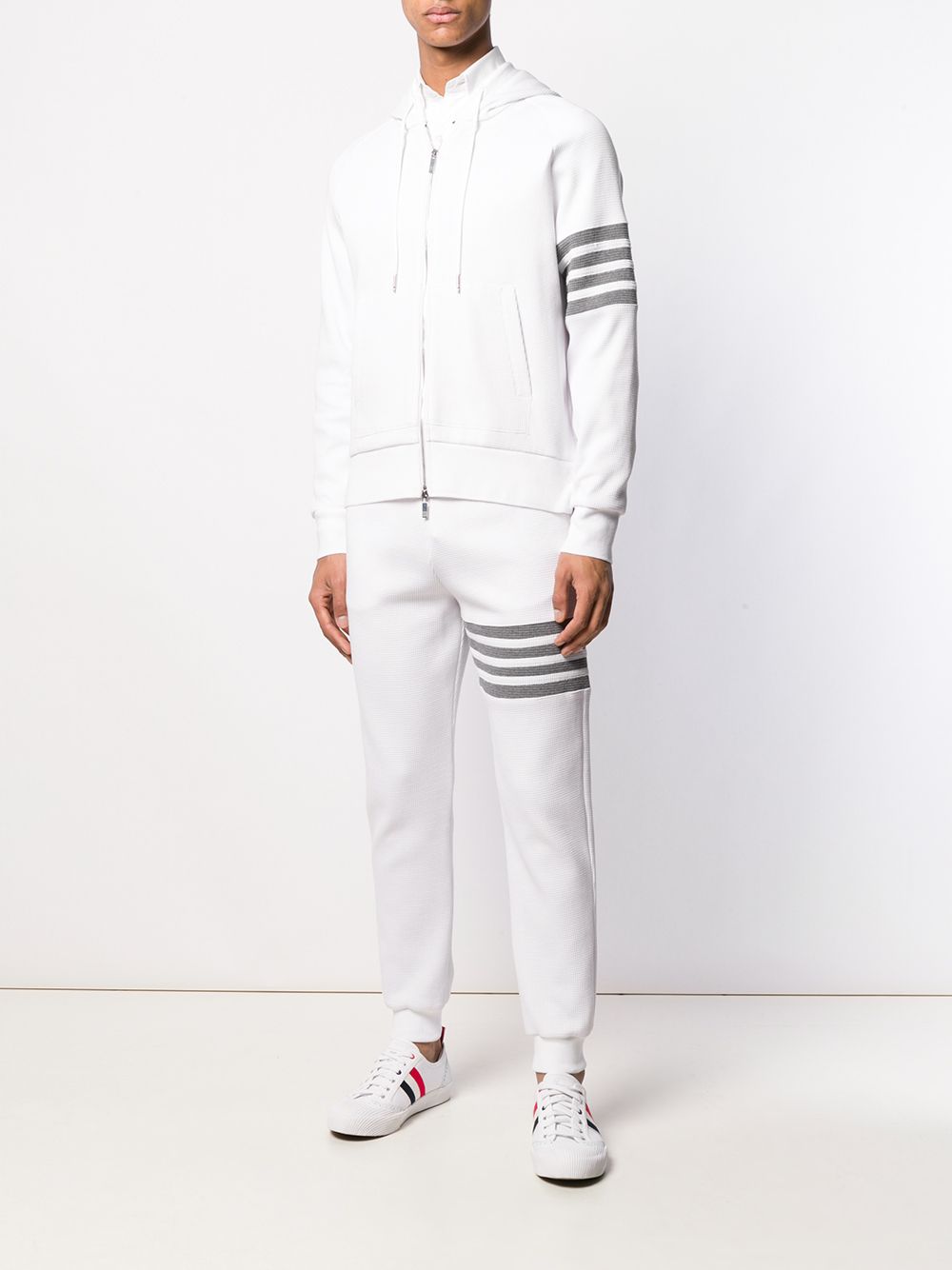 Shop Thom Browne 4-bar Waffle Stitch Track Pants In White