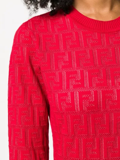 Fendi jacquard knit FF motif jumper red 