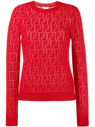 Fendi jacquard knit FF motif jumper red 