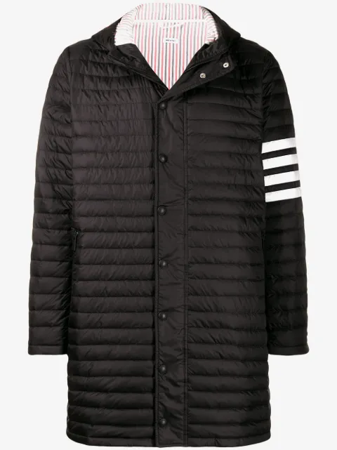 Thom Browne abrigo acolchado con detalle de cuatro rayas