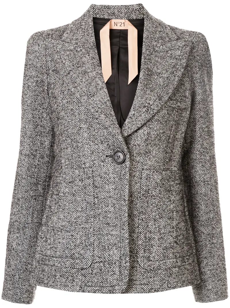 N°21 Blazers Nº21 CHEVRON KNIT BLAZER - GREY