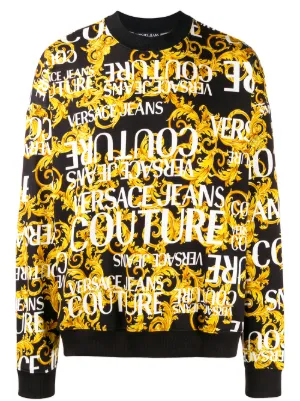 Versace Jeans Couture Tröja Med Barocktryck Farfetch Versace Långärmad Klänning Med Barocktryck Farfetch