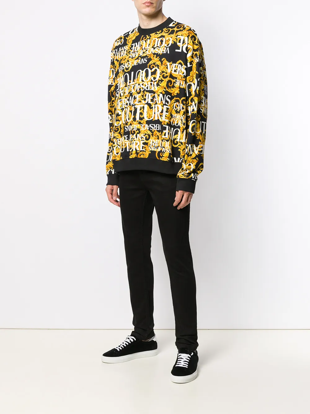Versace Jeans Couture Jeans met geborduurd logo Zwart