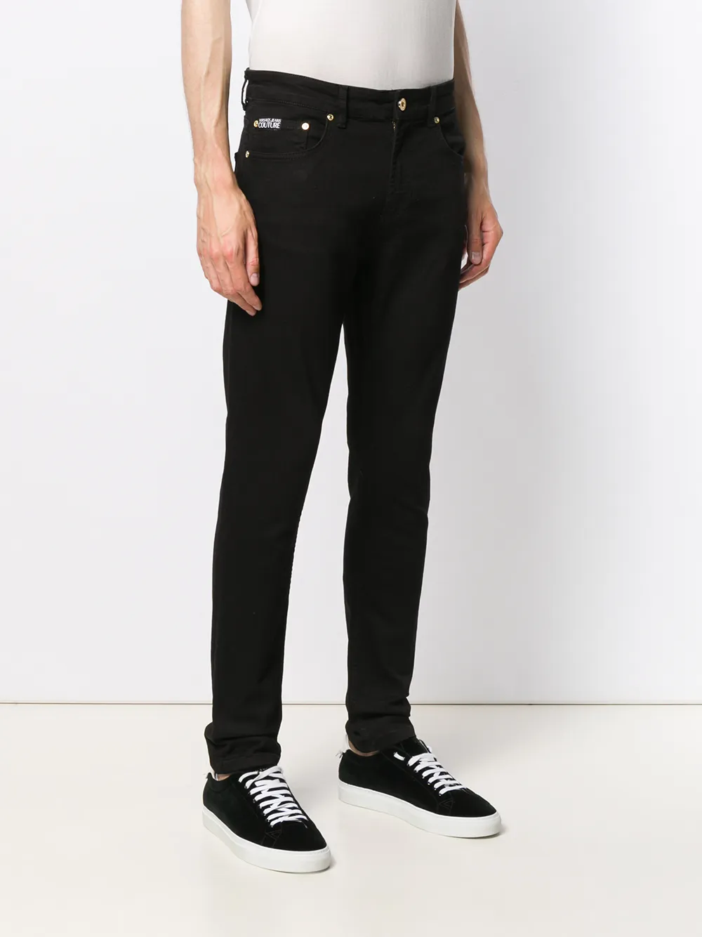 Versace Jeans Couture Jeans met geborduurd logo Zwart