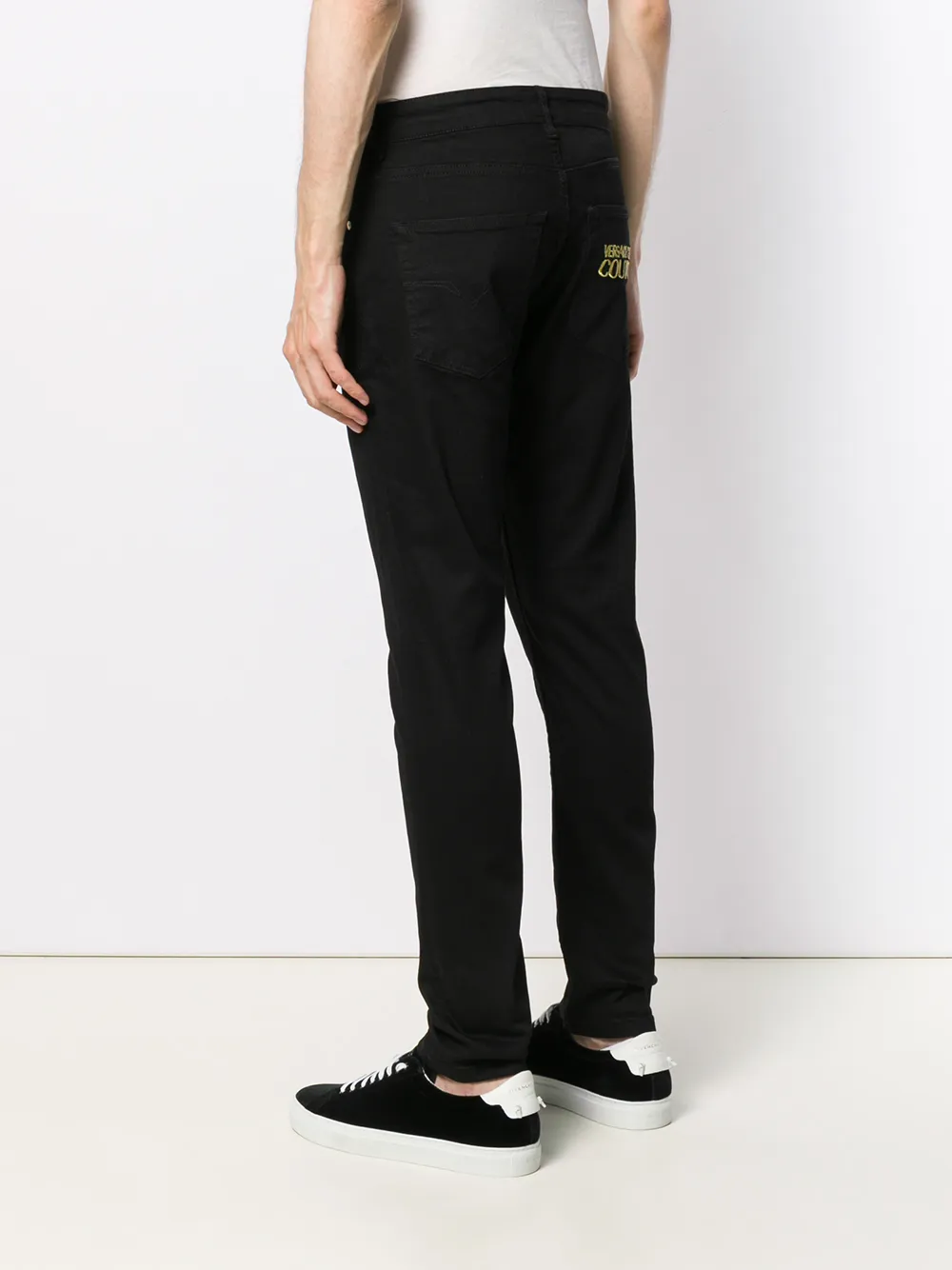 Versace Jeans Couture Jeans met geborduurd logo Zwart