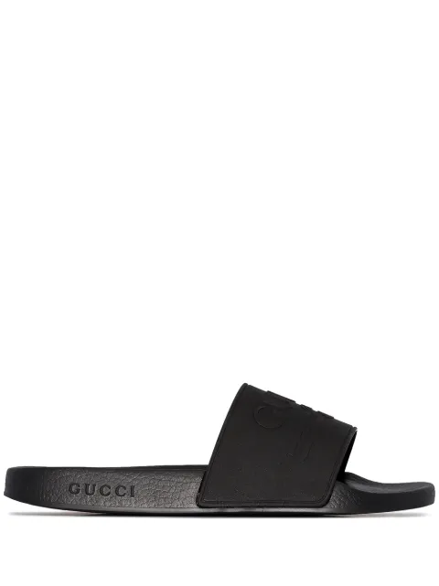 Click to view more detailed imagery on our partner's website Gucci Pursuit Logo-Embossed Slides In Black