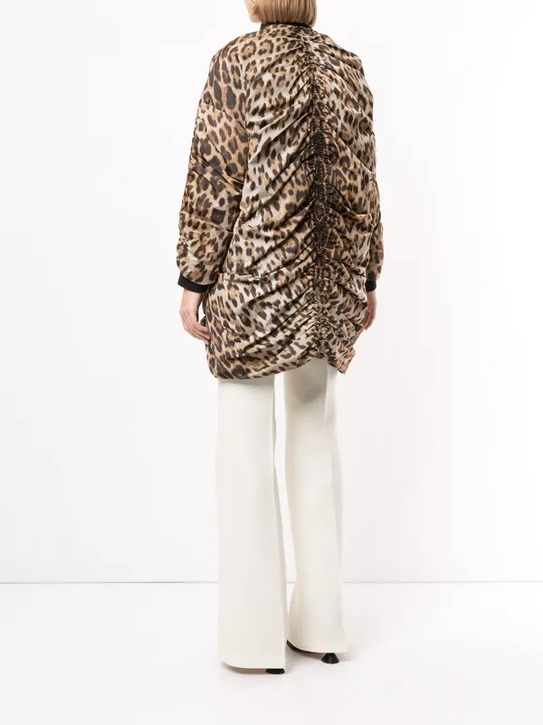 leopard print longline jacket