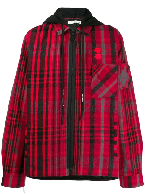 off white hooded flannel