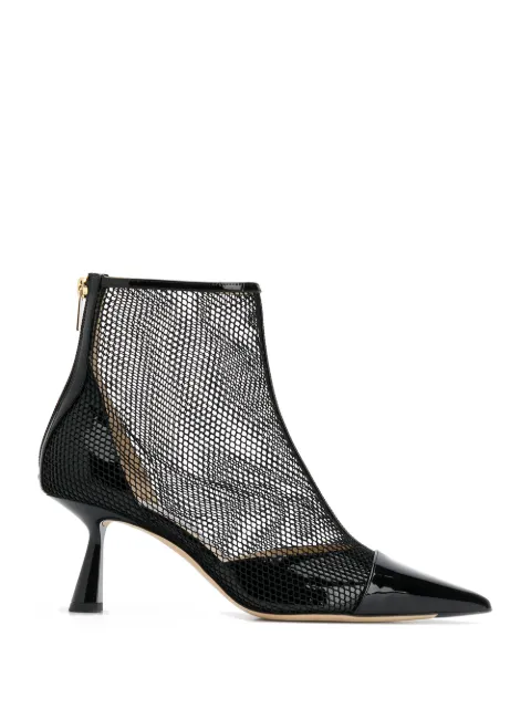 Jimmy Choo 킥스 메시 페이턴트 레더 앵클 부츠