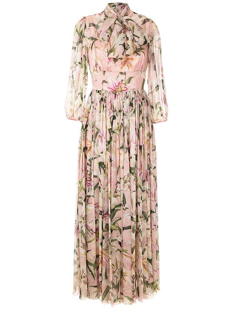 pussy bow maxi dress