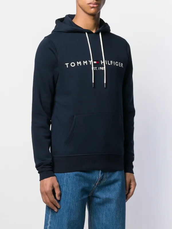 tommy fleece logo hoodie