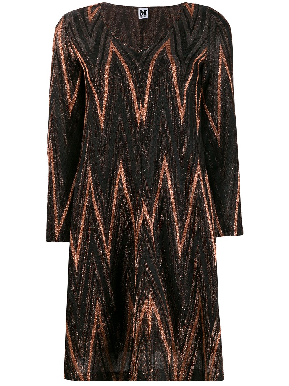 фото M Missoni трикотажное платье с эффектом металлик и узором зигзаг