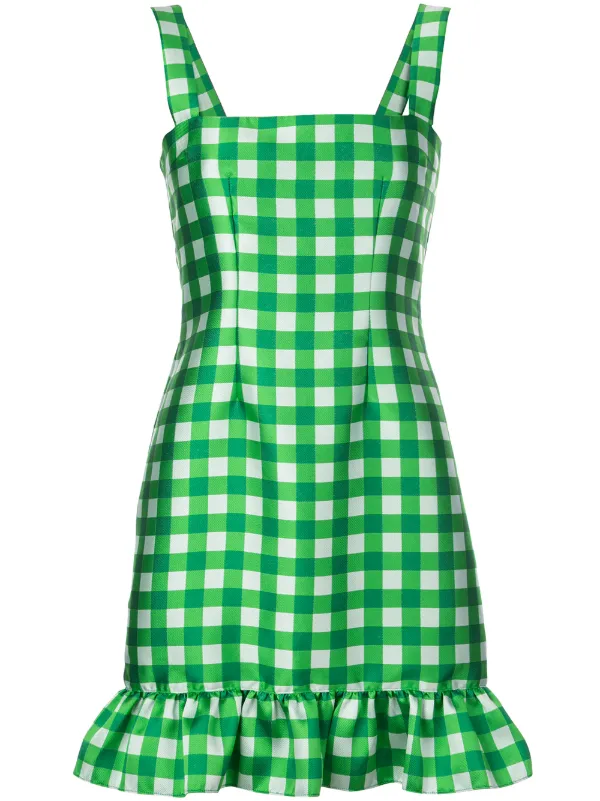 green and white mini dress