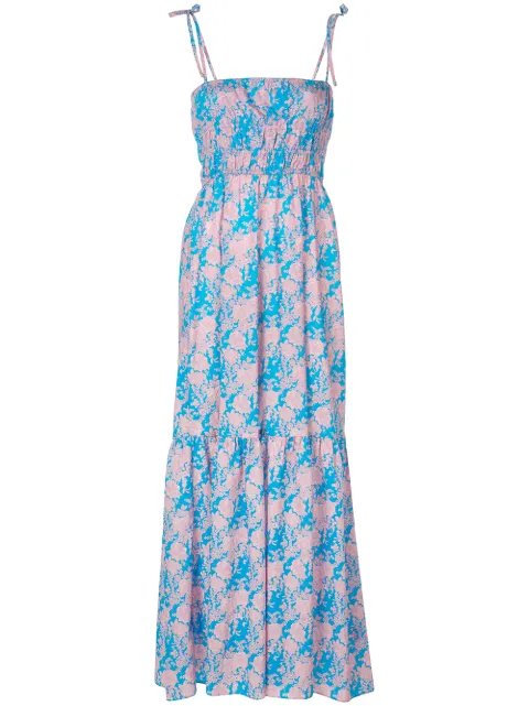 Click to view more detailed imagery on our partner's website Cynthia Rowley Azores Smocked Maxi Dress In Blufl - Blue Floral