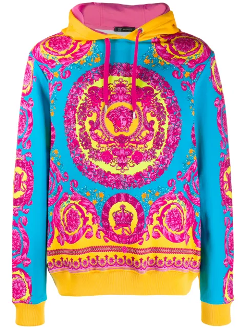 Click to view more detailed imagery on our partner's website Versace Baroque Print Cotton Sweatshirt Hoodie In A785 Orange