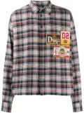 DSQUARED2 plaid logo patch shirt - Blue