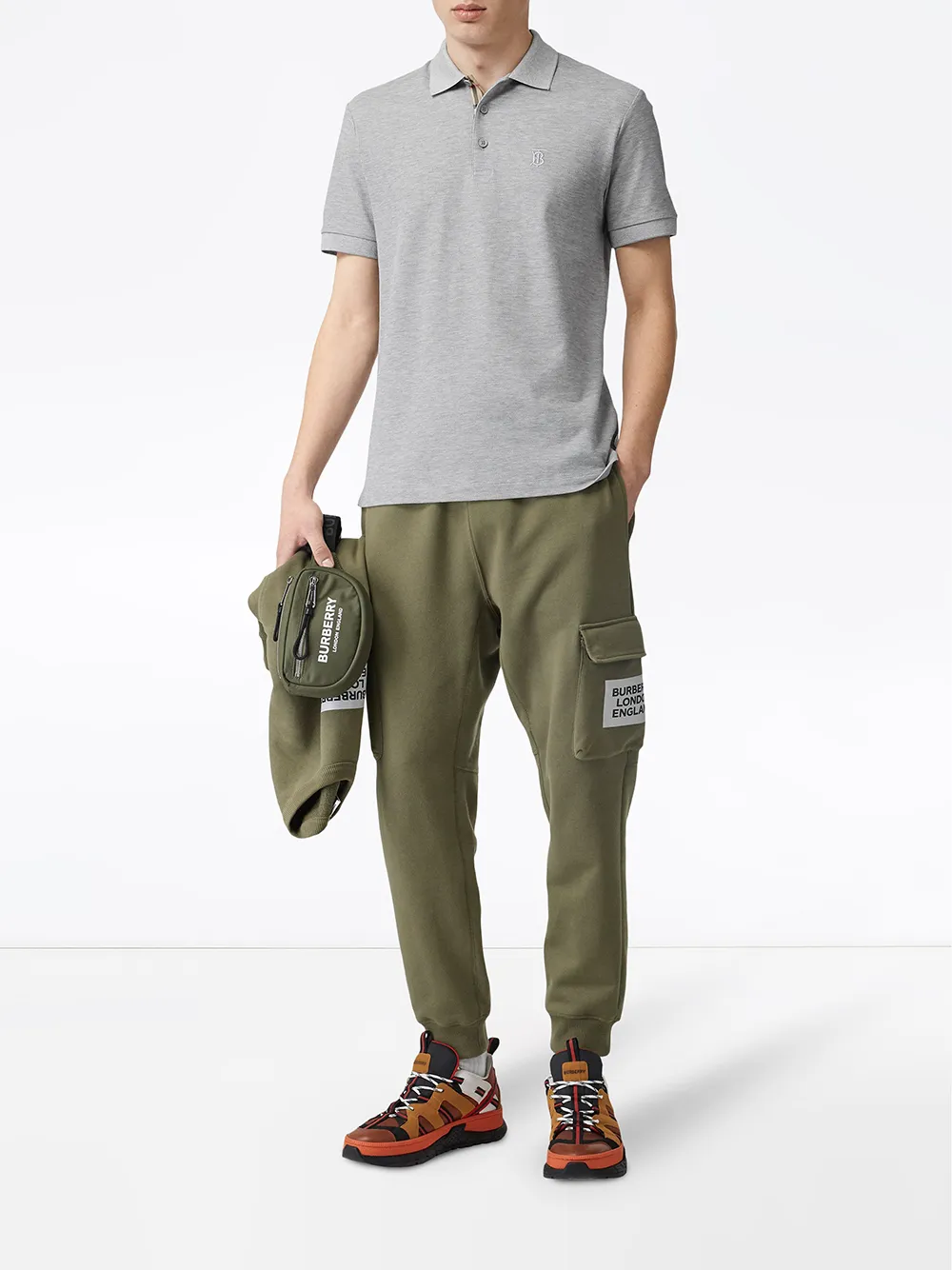 Burberry Poloshirt met monogram - Grijs