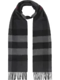 Burberry plaid-check fringed cashmere scarf - Grey