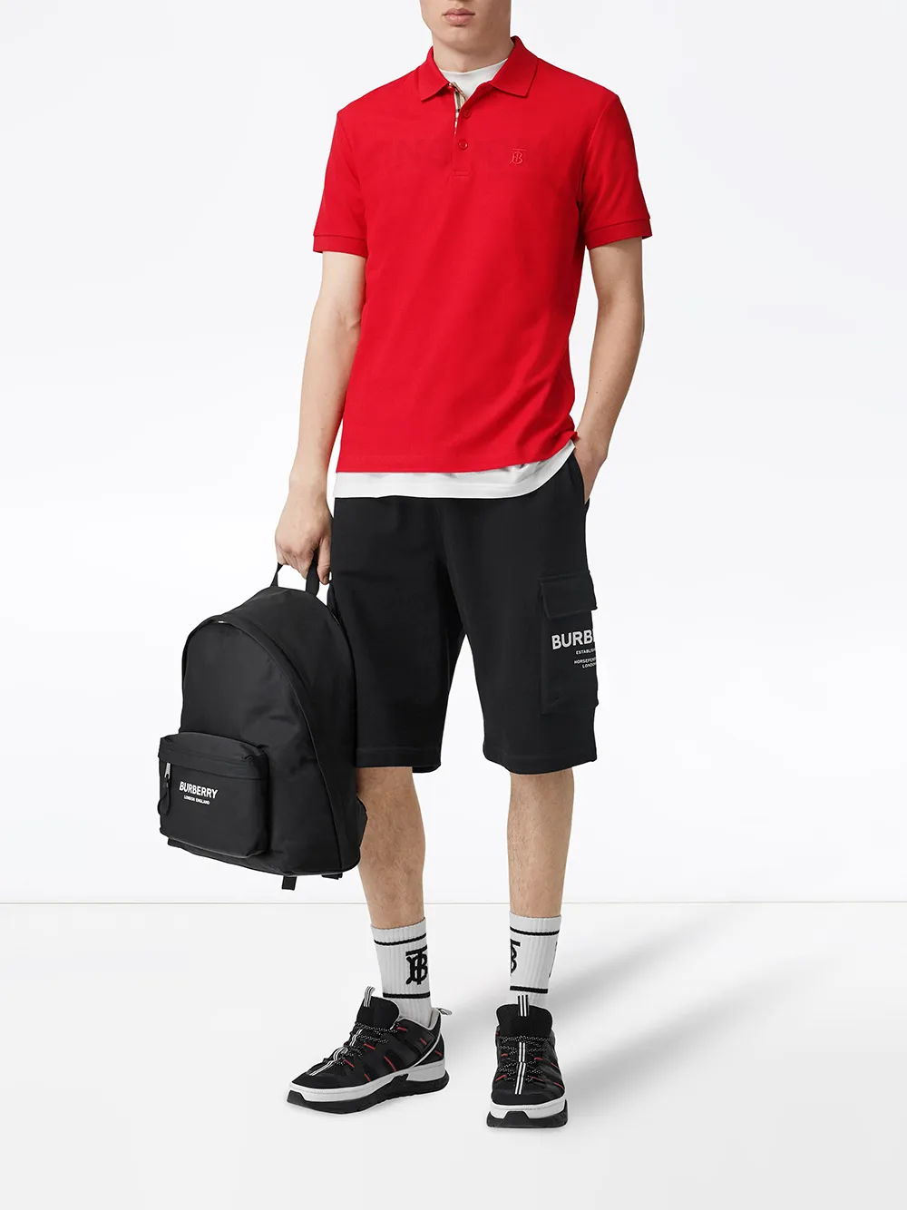 Burberry Poloshirt met monogram - Rood