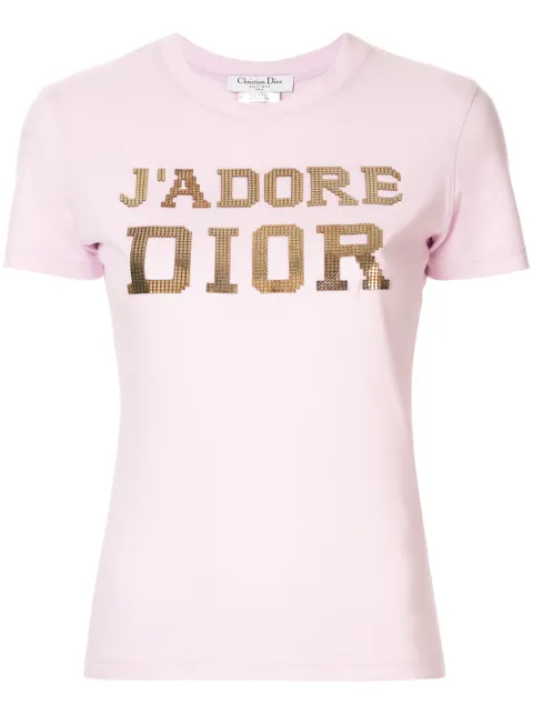 DIOR CHRISTIAN DIOR PRE-OWNED J'ADORE DIOR EMBELLISHED T-SHIRT - PURPLE
