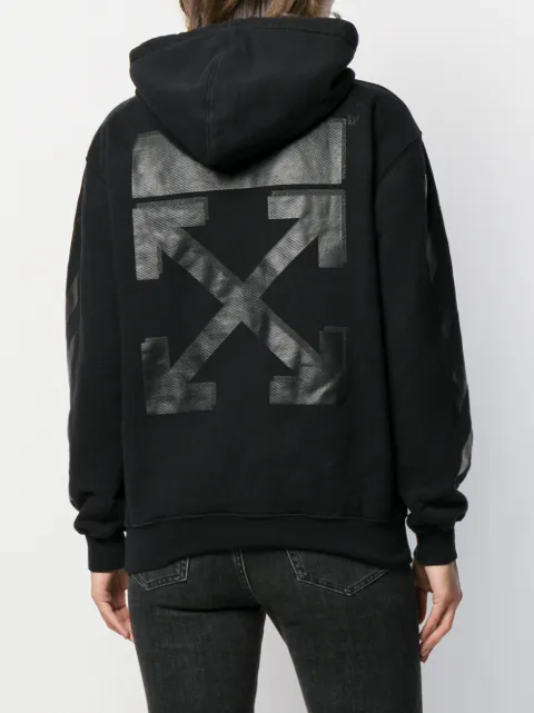 Shop black Off-White logo drawstrings hoodie with Express Delivery - Farfetch