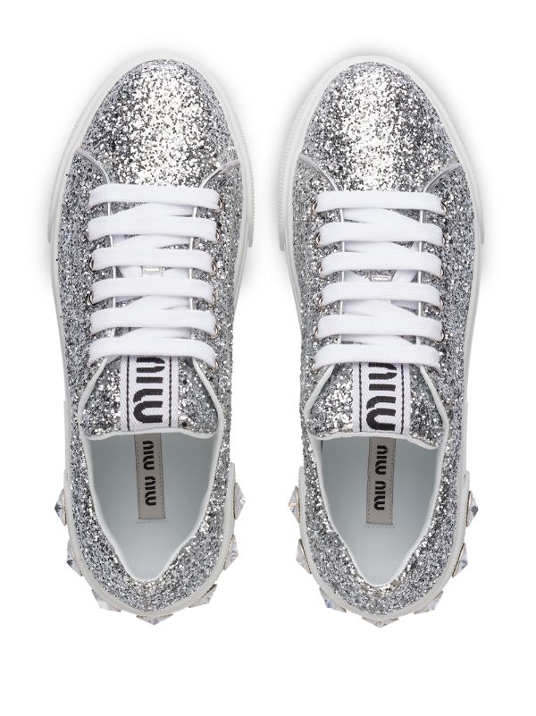 miu miu silver sneakers