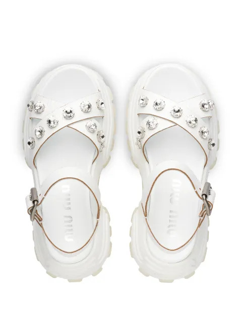 Miu Miu Embellished Chunky Sandals - Farfetch