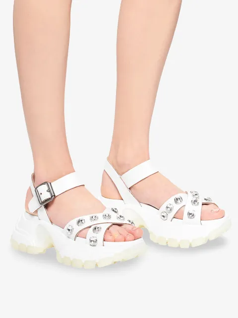 Miu Miu Embellished Chunky Sandals - Farfetch