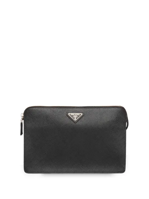 Prada logo plaque clutch