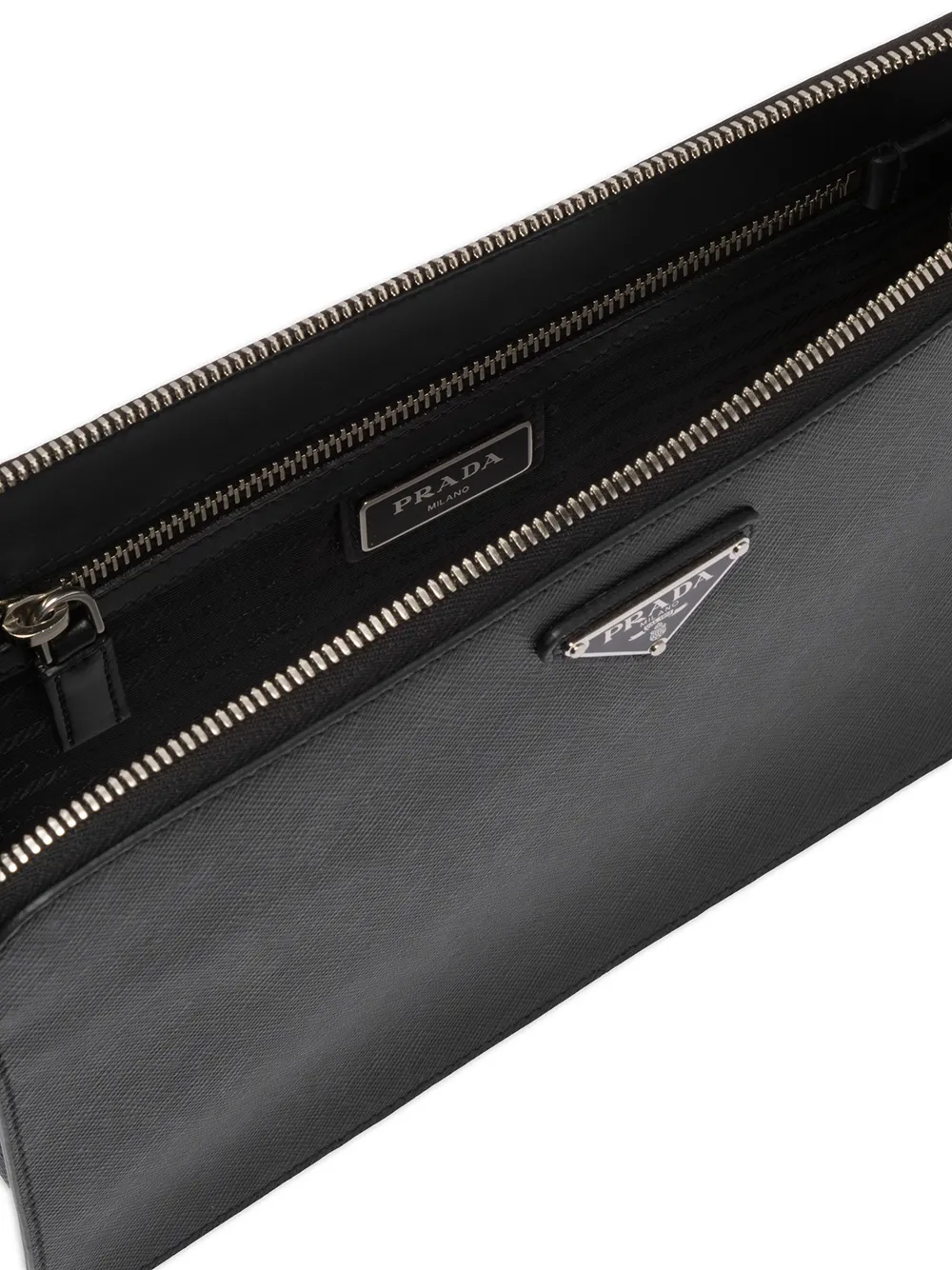 Prada Clutch met logo plakkaat Zwart