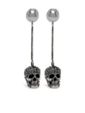 Alexander McQueen Pave Skull drop earrings - Silver