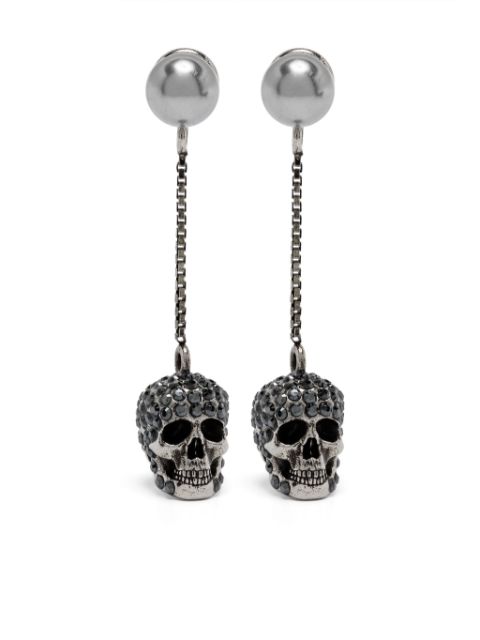 Alexander McQueen Pave Skull drop earrings Women