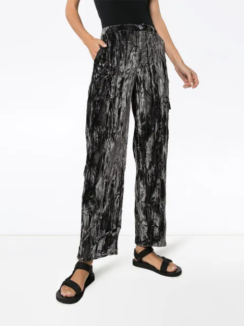Shop Collina Strada Monk crushed-velvet trousers with Express Delivery - Farfetch Shop Collina Strada Monk crushed-velvet trousers with Express Delivery - Farfetch
