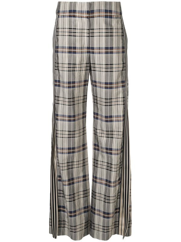 plaid trousers with side stripe