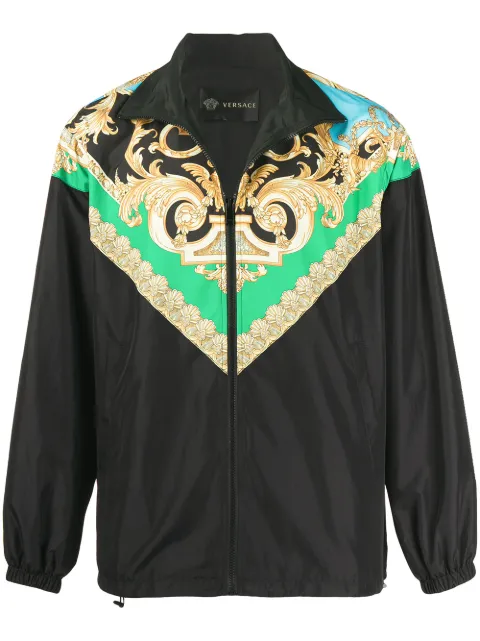 Click to view more detailed imagery on our partner's website Versace Heritage Print Nylon Track Jacket In Black