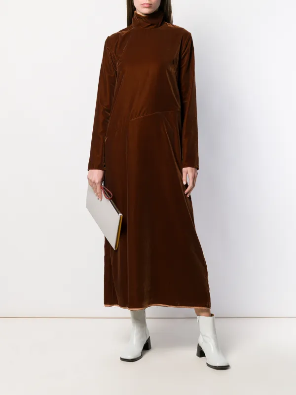 MM6 Maison Margiela Long Turtleneck Dress | Brown | FARFETCH