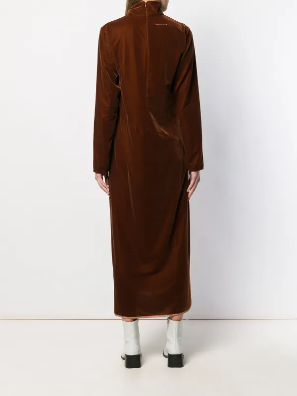 MM6 Maison Margiela Long Turtleneck Dress | Brown | FARFETCH
