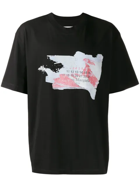 Click to view more detailed imagery on our partner's website Maison Margiela Distressed Logo-print Cotton-jersey T-shirt In 900 Black