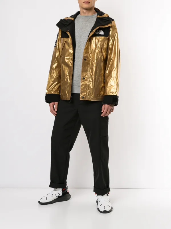 supreme north face metallic gold