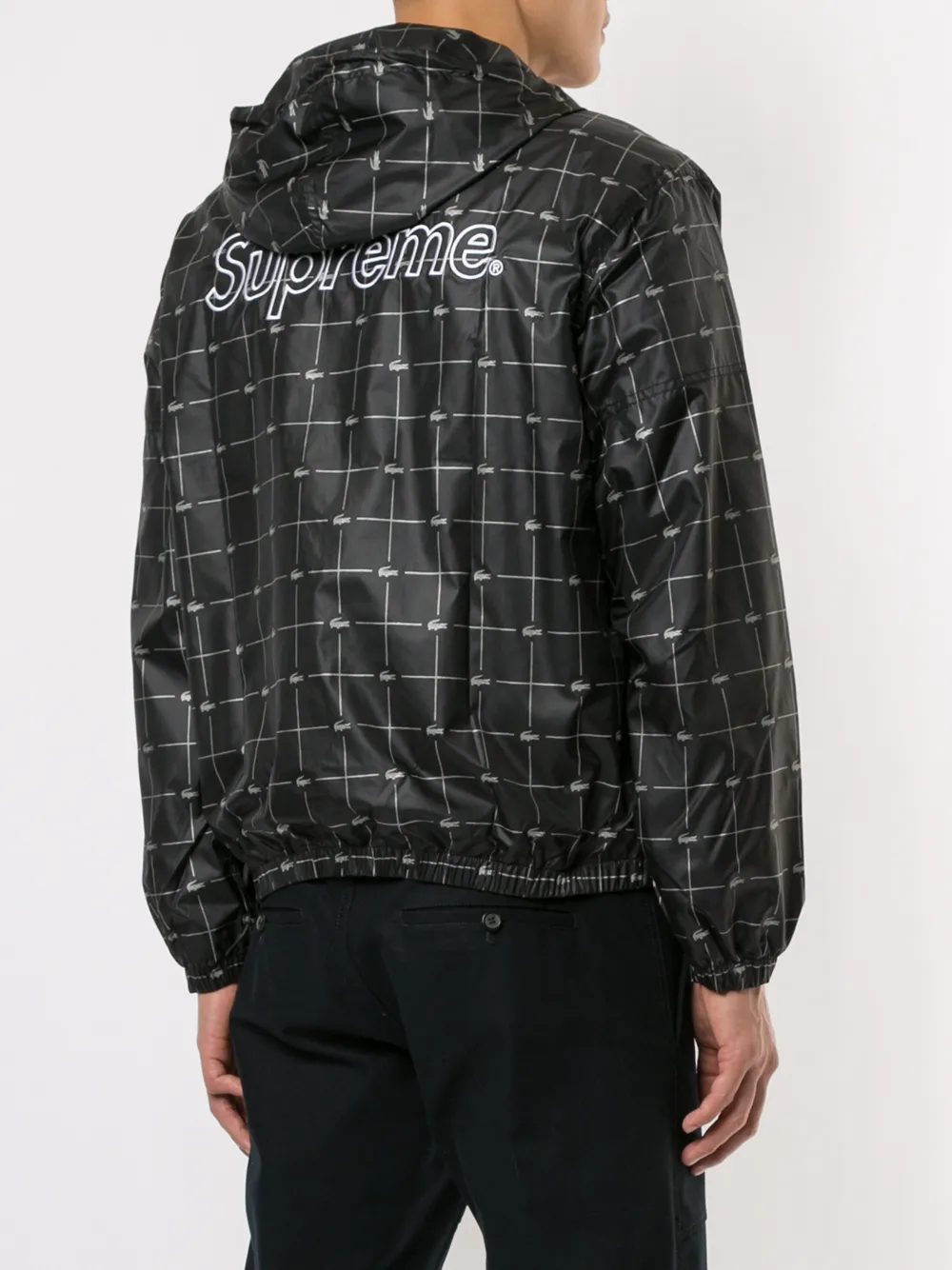 Supreme lacoste reflective outlet grid nylon anorak black