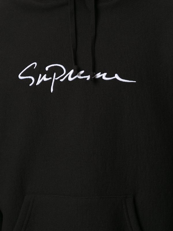 supreme script hoodie black